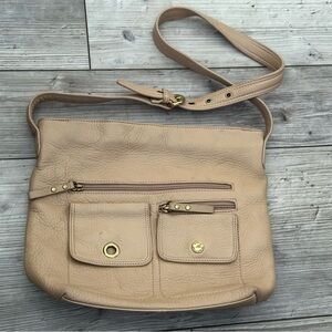 Women’s Purse Stone Mountain Beige Pebble Leather Shoulder/Crossbody